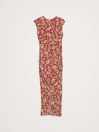 Asymmetrical Ruched Midi Dress