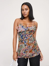 Georgette Cowl-Neck Tank