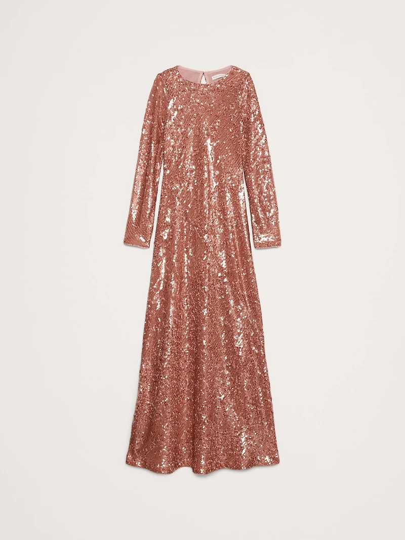 Bias-Cut Sequin Maxi Dress