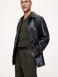 Straight Flannel Pleated Dress Pant