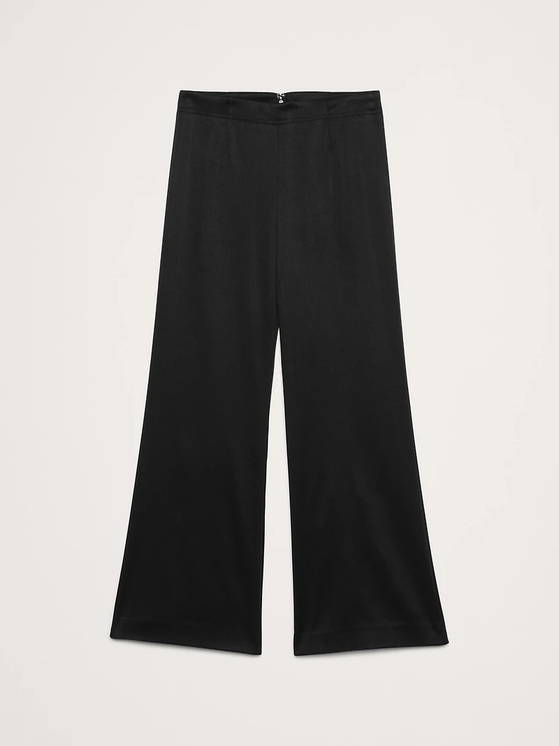 Mid-Rise Kick-Flare Satin Ankle Pant