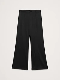 Mid-Rise Kick-Flare Satin Ankle Pant