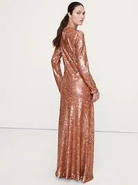 Bias-Cut Sequin Maxi Dress