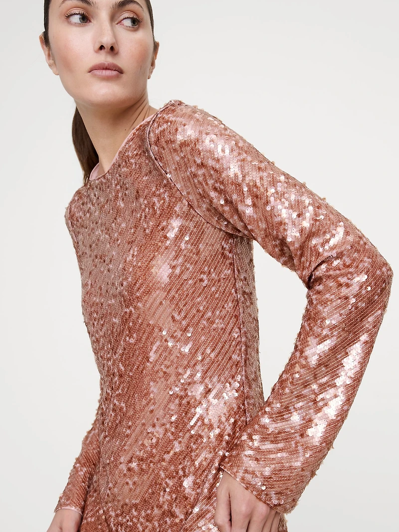 Bias-Cut Sequin Maxi Dress