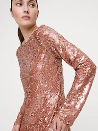 Bias-Cut Sequin Maxi Dress
