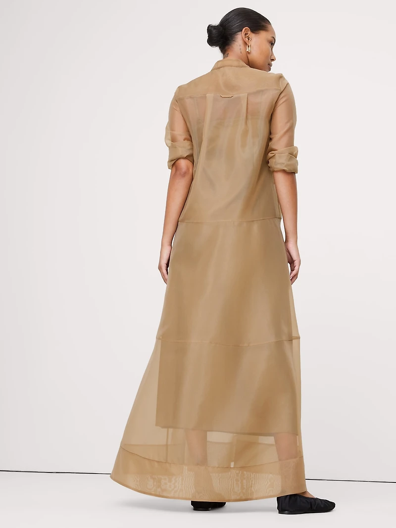 Organza Maxi Shirt Dress