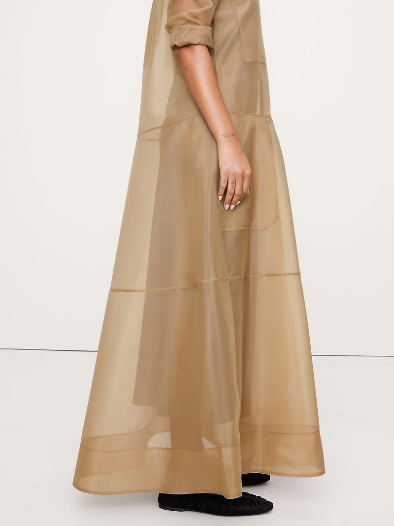 Organza Maxi Shirt Dress