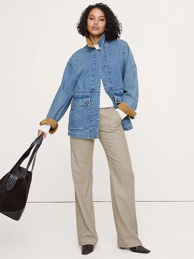 Mid-Rise Bootcut Italian Flannel Belted Pant