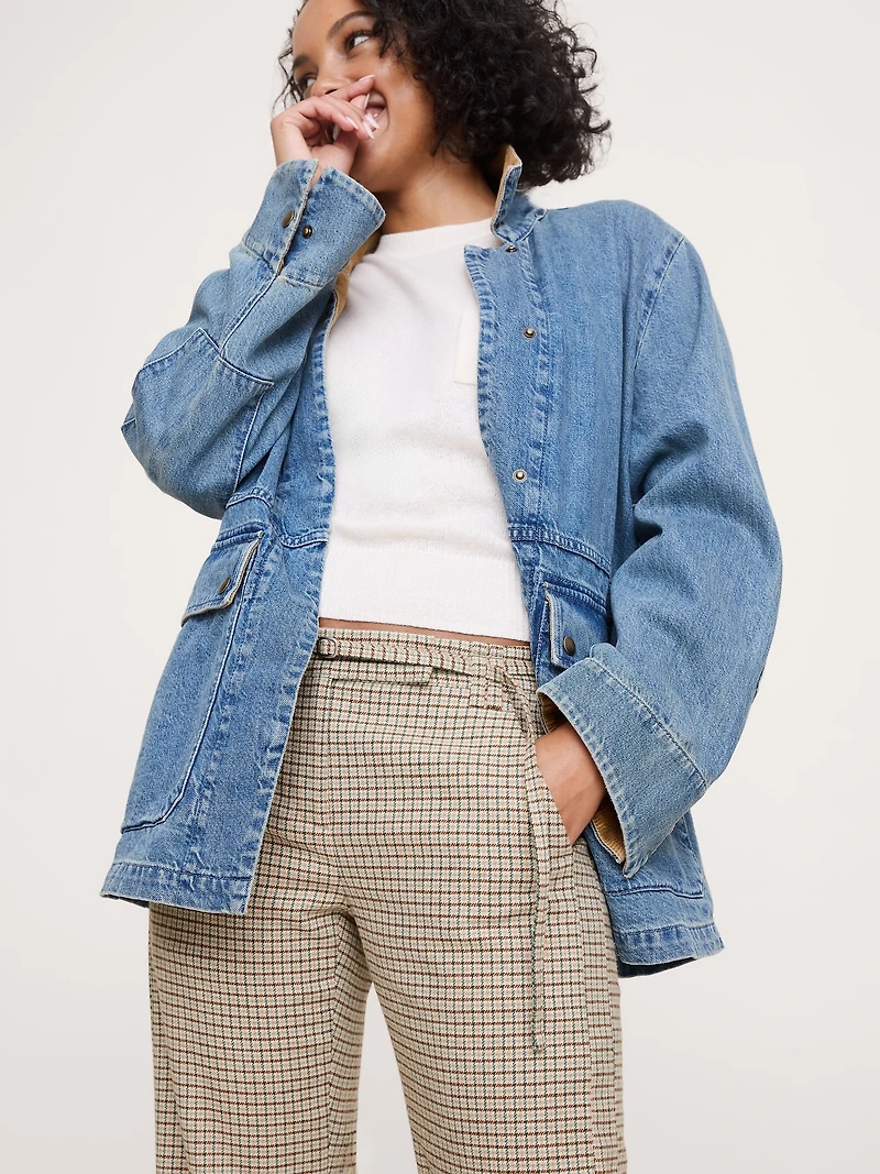 Mid-Rise Bootcut Italian Flannel Belted Pant