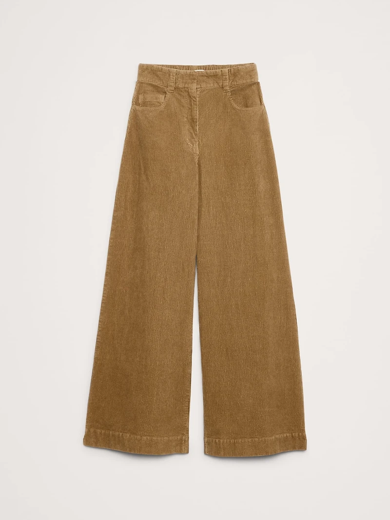 High-Rise Wide-Leg Corduroy Pull-On Pant