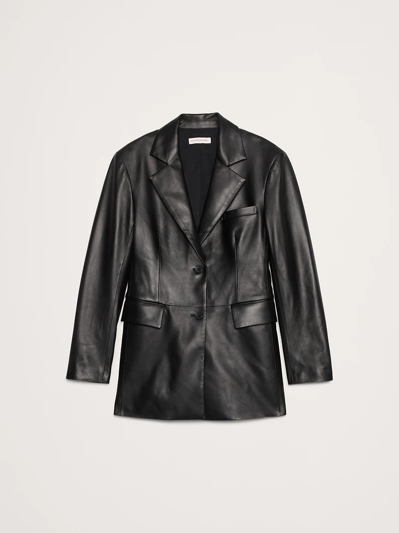 Fitted Leather Blazer