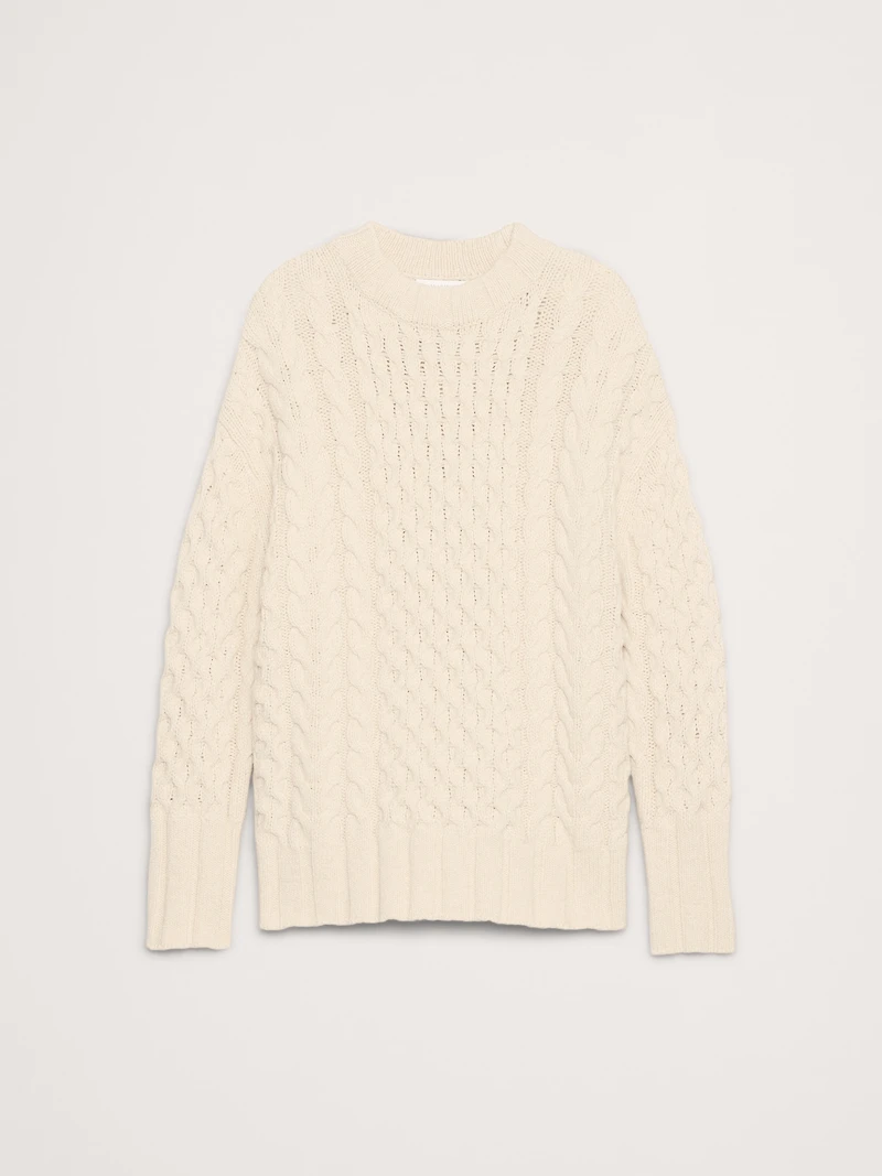 Italian Merino-Blend Cable Tunic Sweater