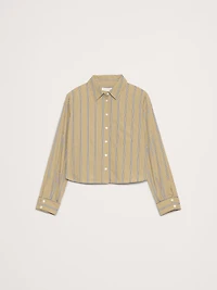 Cotton Poplin Ruffle-Back Shirt