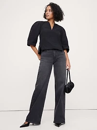 Taffeta Volume-Sleeve Top