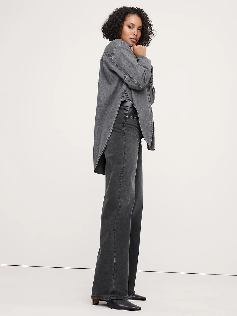 Denim Curve-Hem Shirt