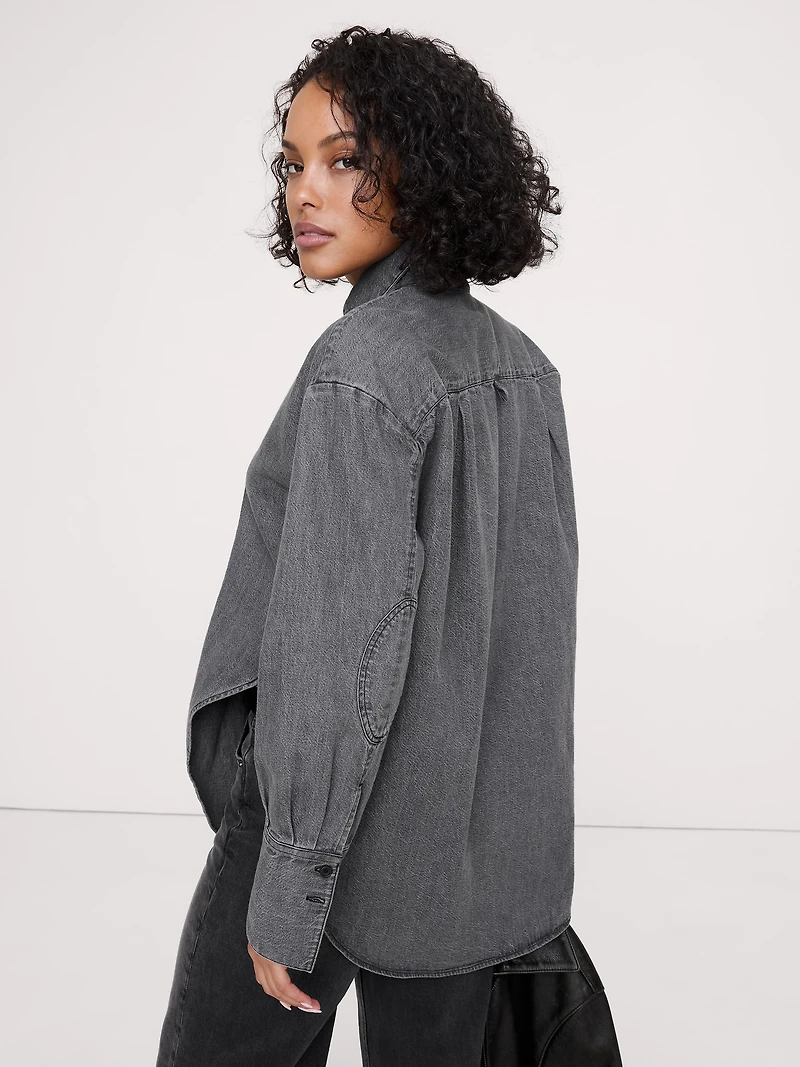 Denim Curve-Hem Shirt