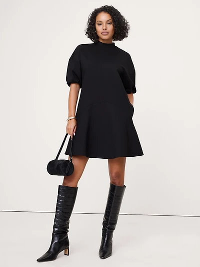 Everywhere Ponte Puff-Sleeve Mini Dress
