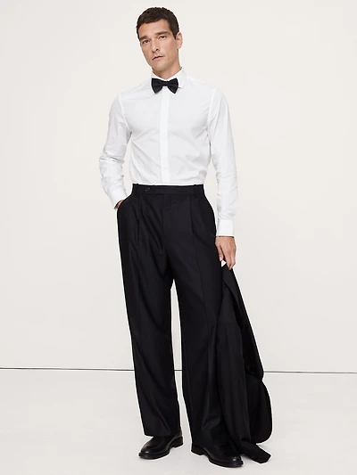Slim-Fit Cotton Poplin Tuxedo Shirt with Cutaway Collar