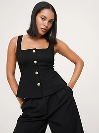 Everywhere Ponte Square-Neck Peplum Top