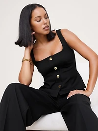 Everywhere Ponte Square-Neck Peplum Top