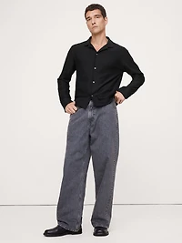Herringbone Cotton Long-Sleeve Resort Shirt