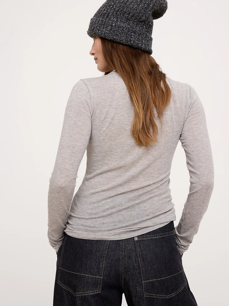 Sheer Lyocell-Wool Long-Sleeve T-Shirt