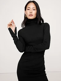 Wool-Blend Jersey Ruched Maxi Dress