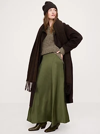 Stretch-Satin Maxi Skirt