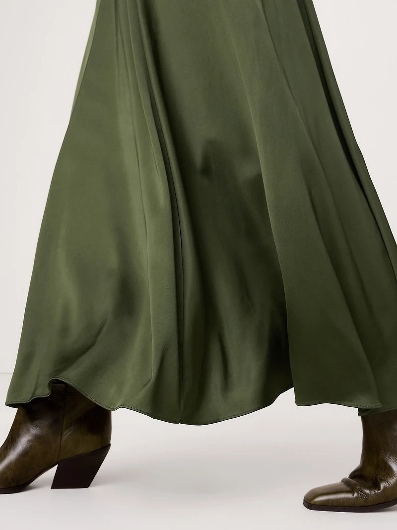 Stretch-Satin Maxi Skirt