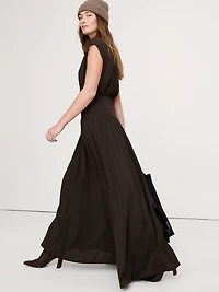 Stretch-Crepe Drop-Waist Maxi Dress