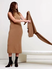 Lightweight Cashmere Turtleneck Midi Dress