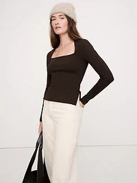 Sculpted-Stretch Square-Neck Top
