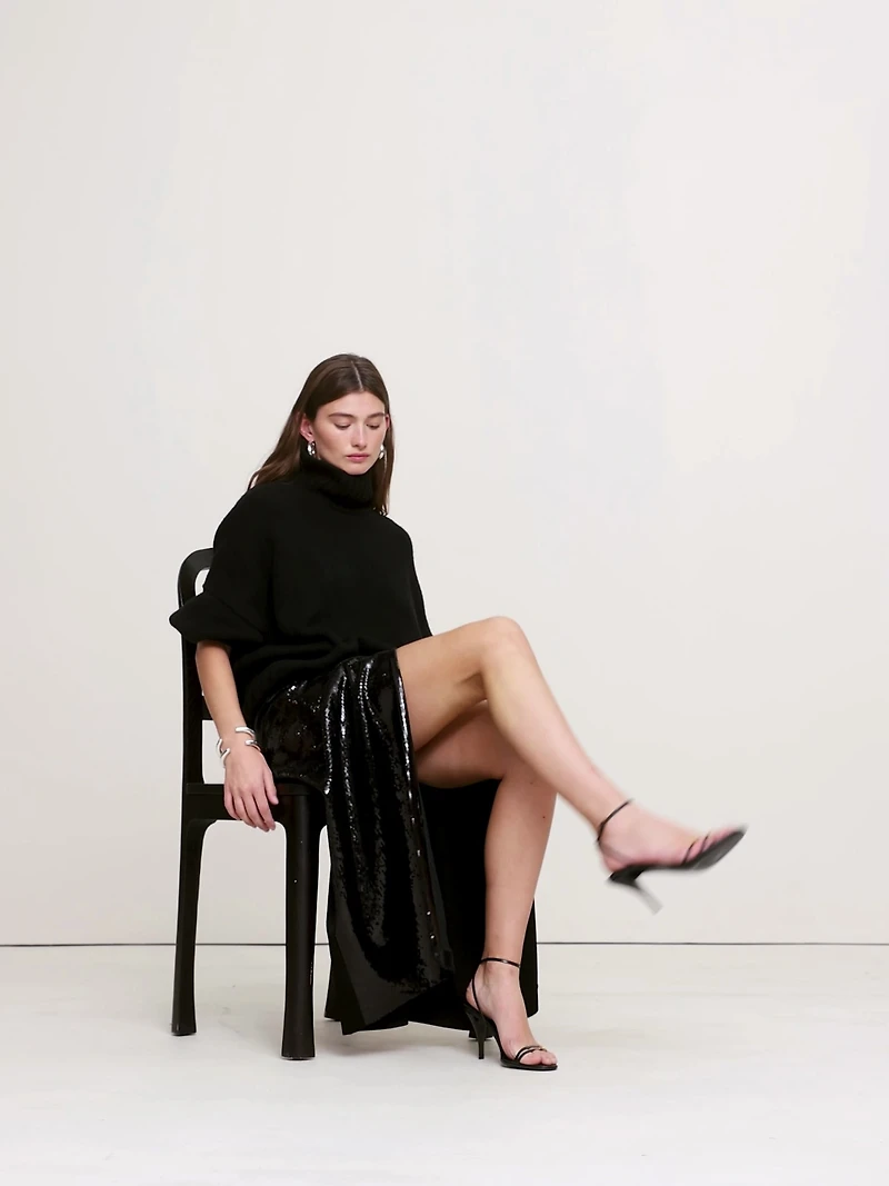 Ponte & Sequin Wrap Skirt