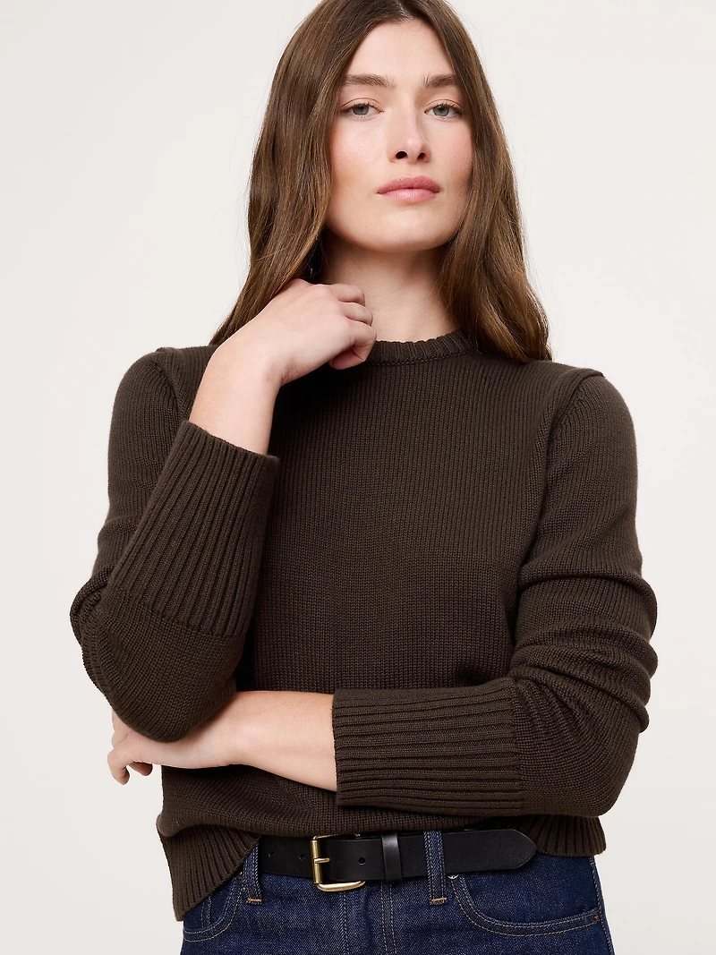 Cotton-Silk Crew-Neck Sweater