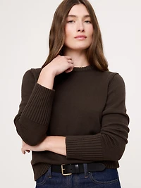 Cotton-Silk Crew-Neck Sweater