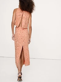 Embellished Chiffon Midi Skirt