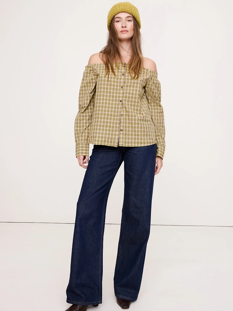 Cotton Poplin Off-The-Shoulder Top