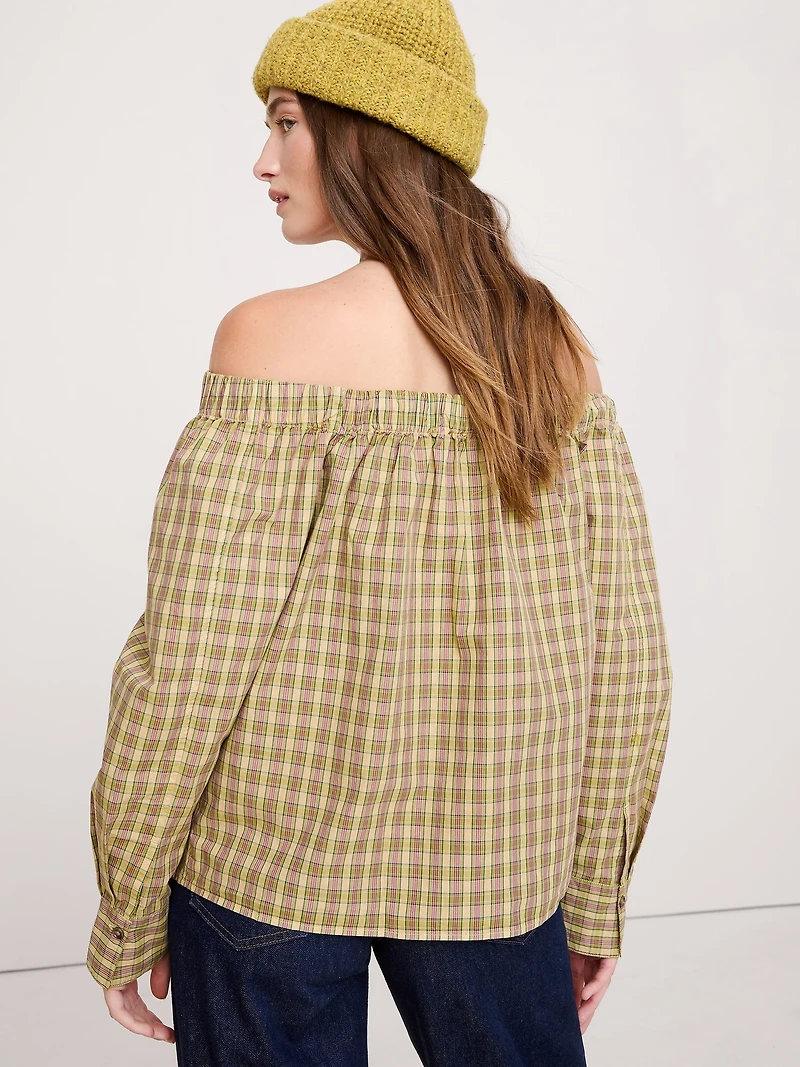 Cotton Poplin Off-The-Shoulder Top