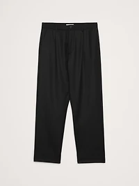 Relaxed Pleated Pull-On Twill Dress Pant