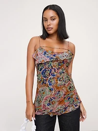 Georgette Cowl-Neck Tank