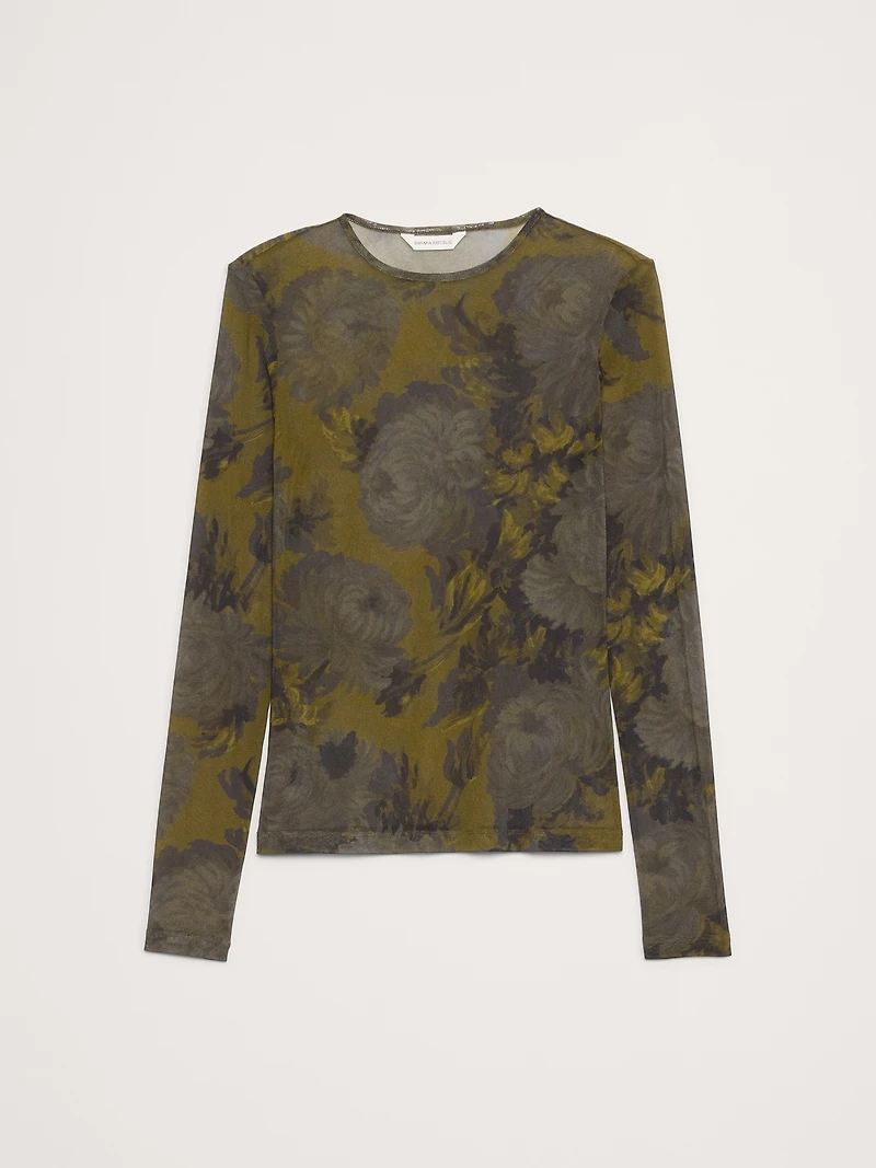 Mesh Crew-Neck Top