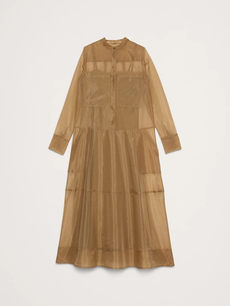 Organza Maxi Shirt Dress