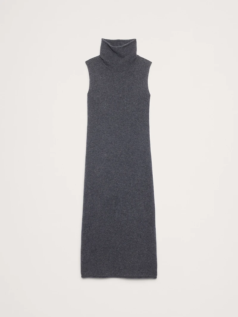 Lightweight Cashmere Turtleneck Midi Dress