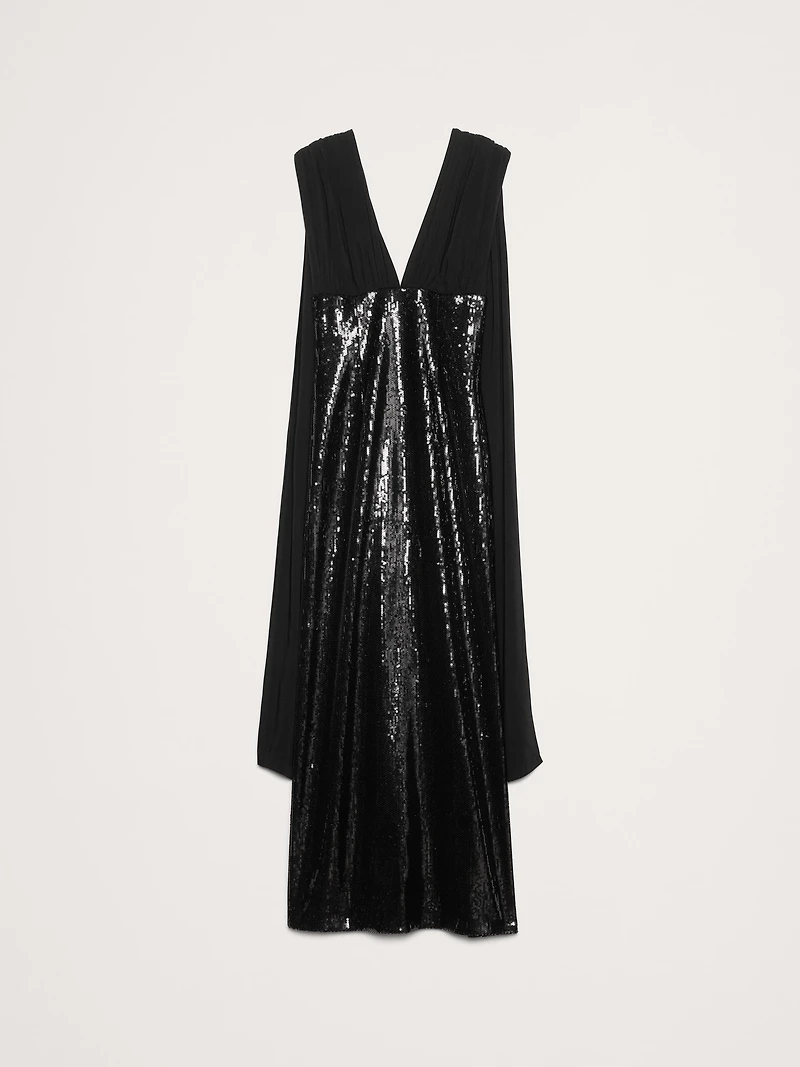 Sequin & Georgette Maxi Dress