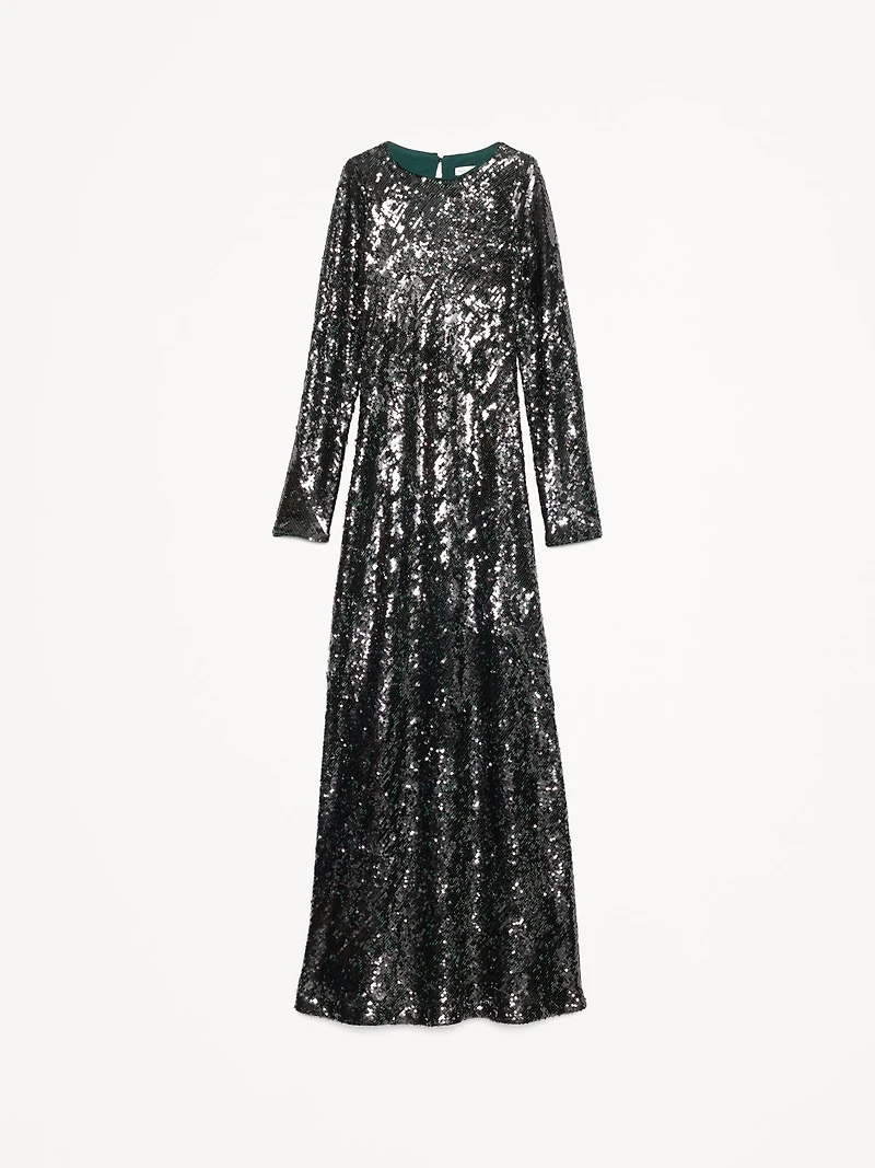 Bias-Cut Sequin Maxi Dress