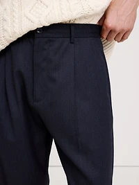 Relaxed Pleated Pull-On Twill Dress Pant