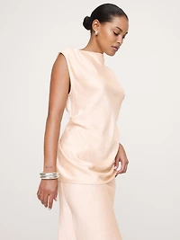 Hammered Satin Draped Top