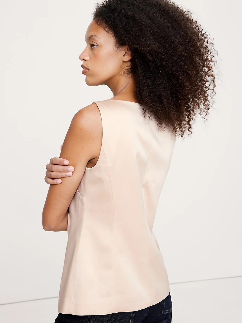 Satin Square-Neck Long Vest