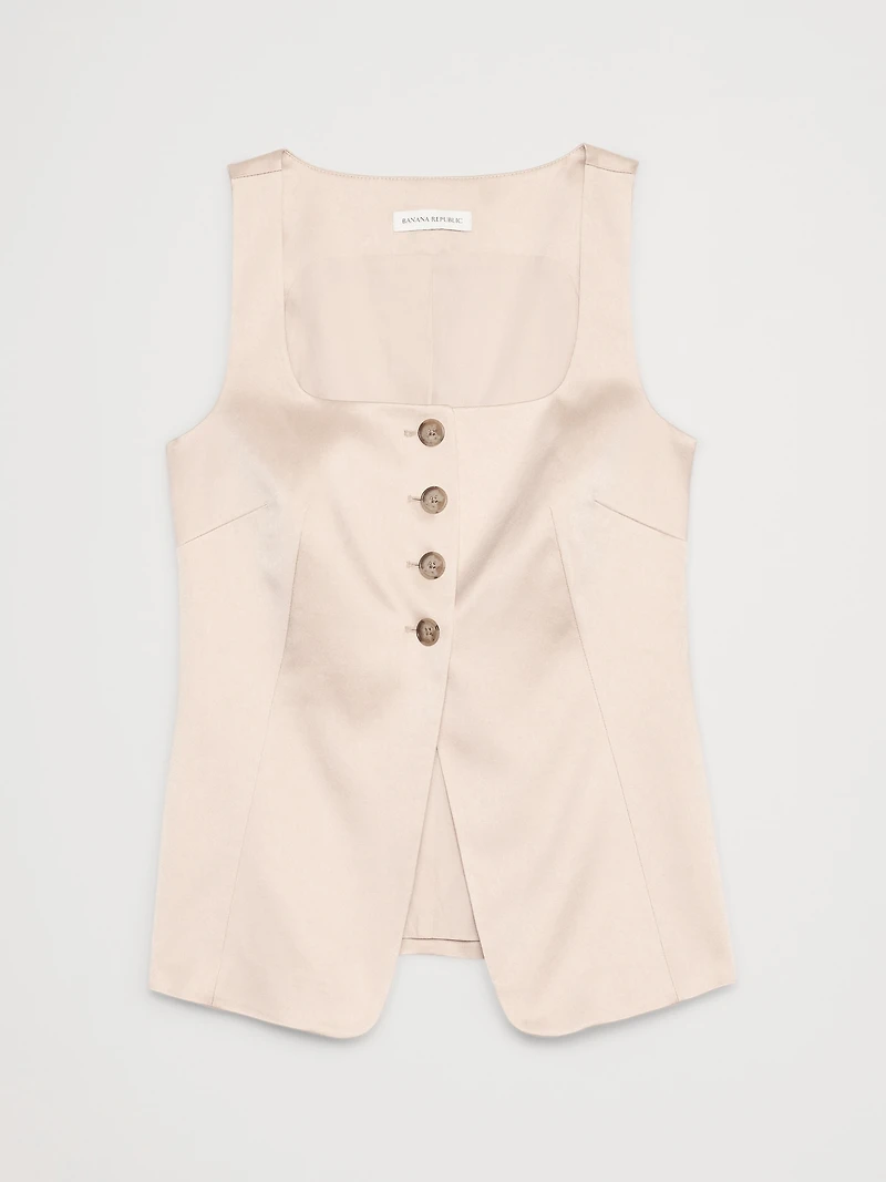 Satin Square-Neck Long Vest