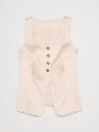 Satin Square-Neck Long Vest